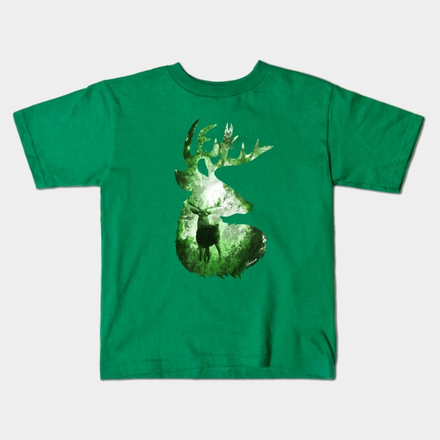 Evergreen Deer Kids T-Shirt by DVerissimo